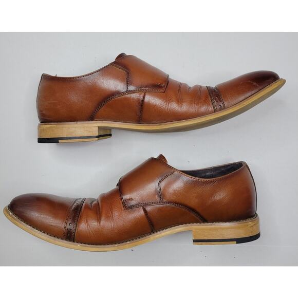Stacy Adams Men\'s Desmond Cap Toe Monk Strap Brown Leather Dress Shoes Size 11.5 main image 7